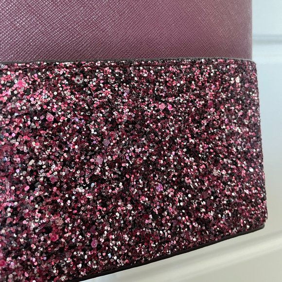 Kate Spade Penny Greta Court Glitter Tote Cherrywood Shoulder Bag - Picture 7 of 8